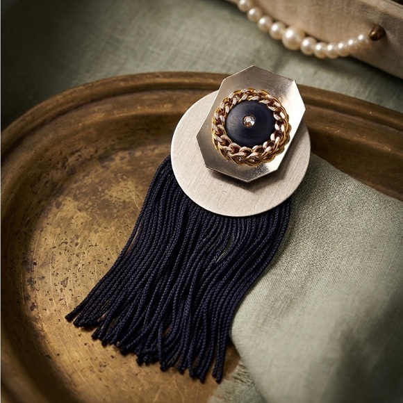 Unsigned Jewelry - Handmade Mixed Metal Geometric Tassel Brooch – Avant Garde Statement Pin